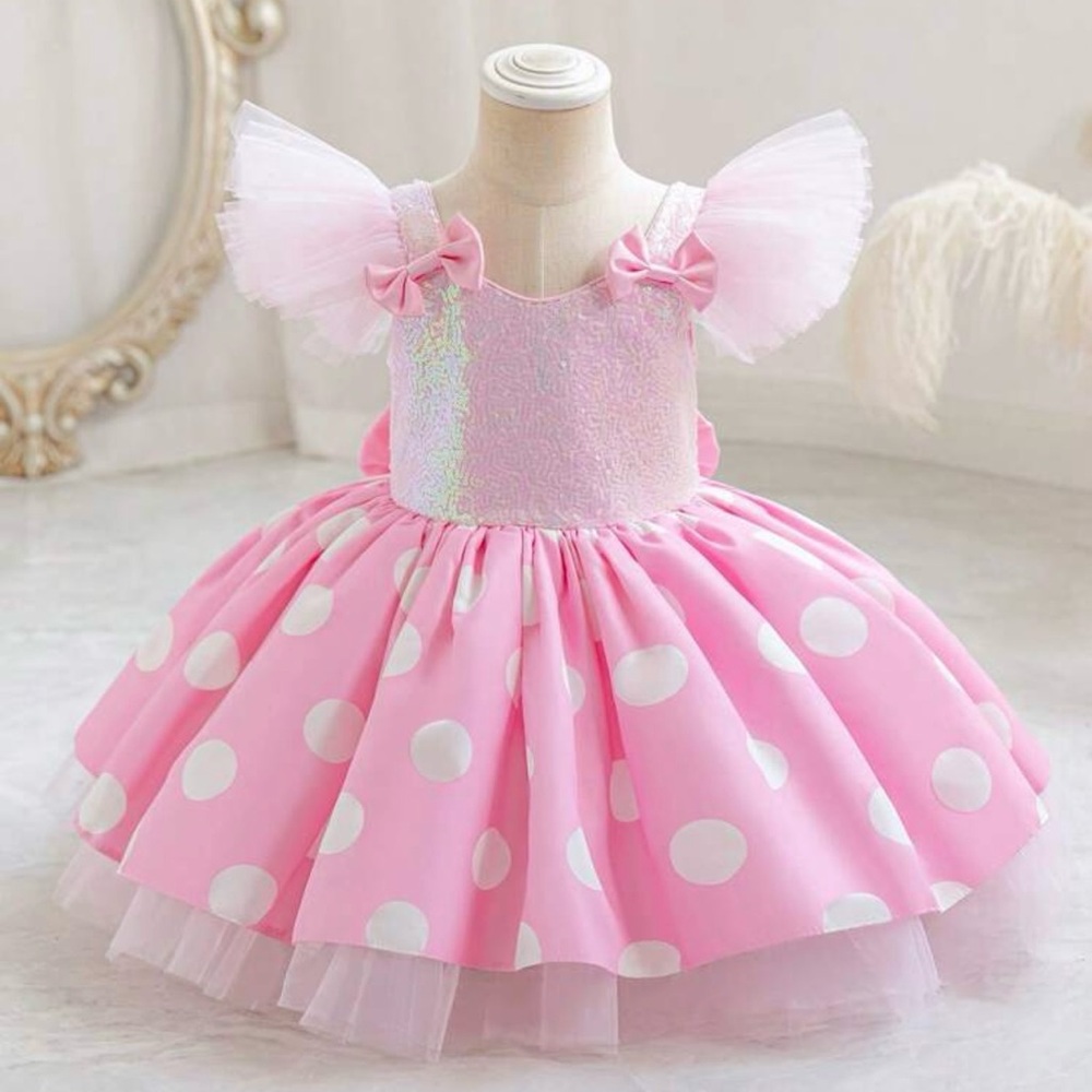 Pink Polka Dot Kids Costume Dress